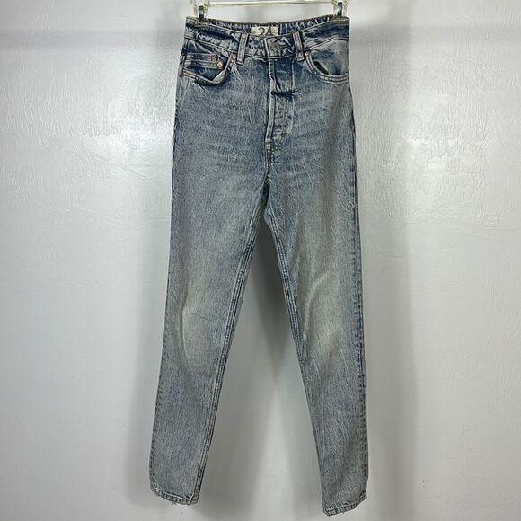 We The Free Free People Acid Wash Slim Leg High Rise Jeans Size 24 - Picture 1 of 12